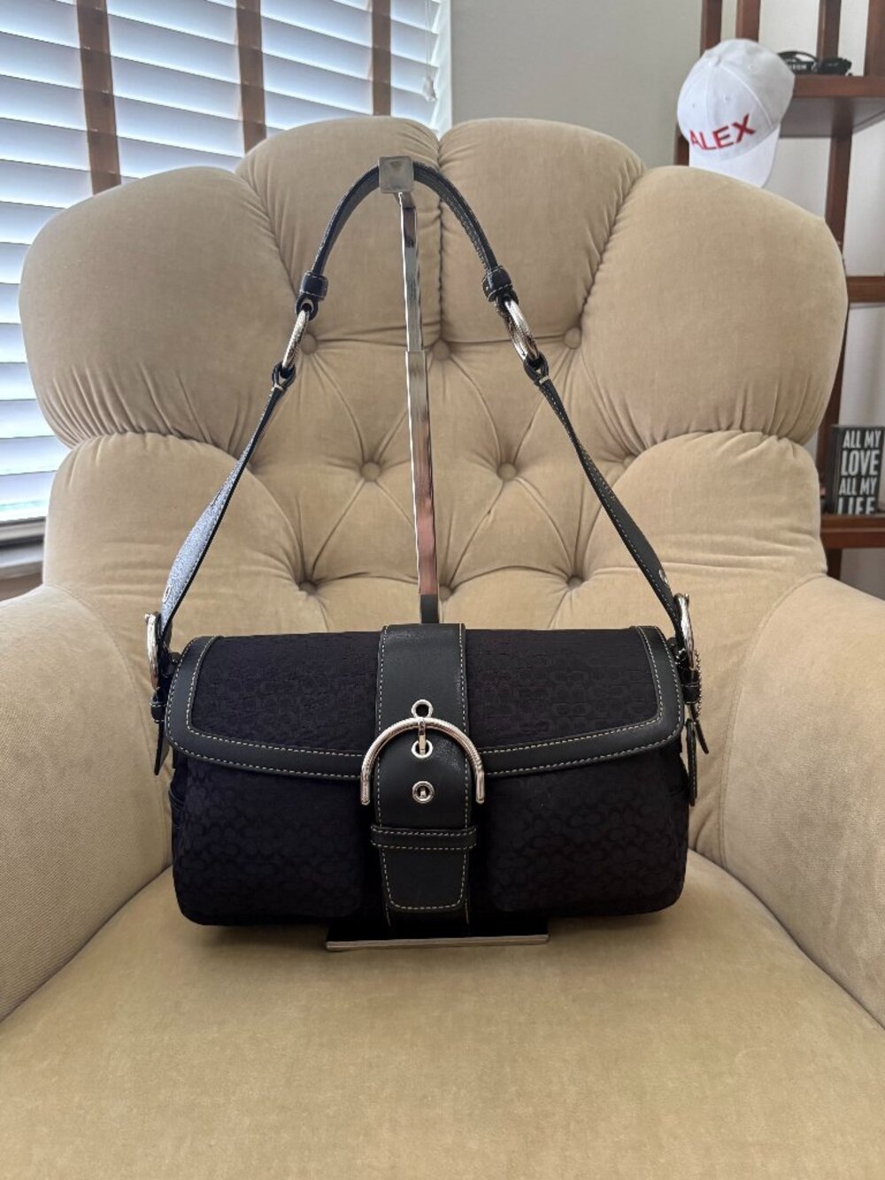 VTG Auth COACH Iconic Soho 1463 MINI Jacquard Canvas Y2K Flap Shoulder Bag
